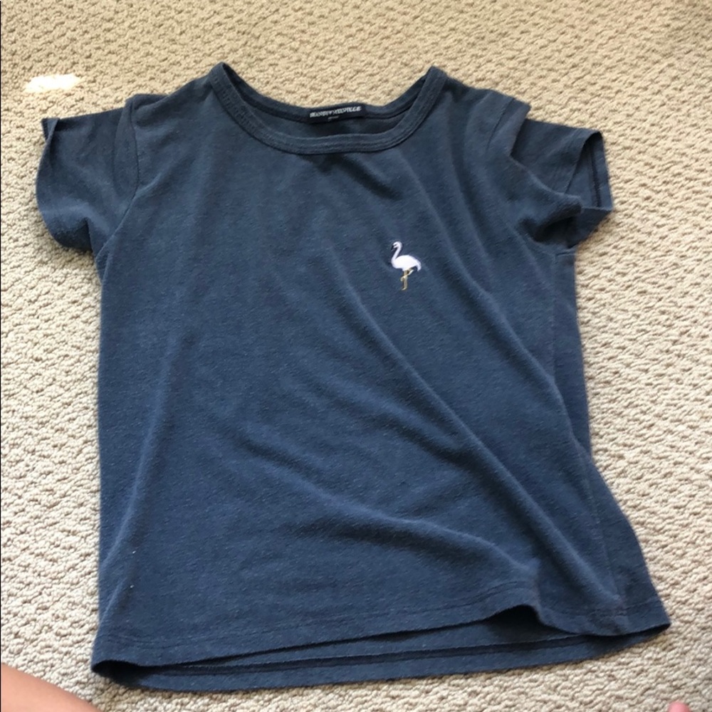 brandy melville blue flamingo shirt